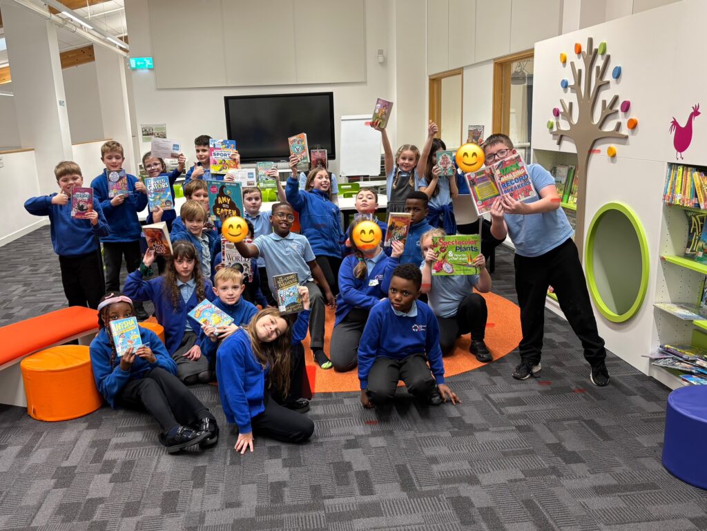 Learners celebrate first library book borrowing